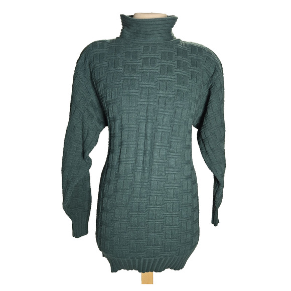 Courtney‎ Rhodes Sweater Vintage Size Small Wool Blend Basket Weave Knit Green - Picture 2 of 9